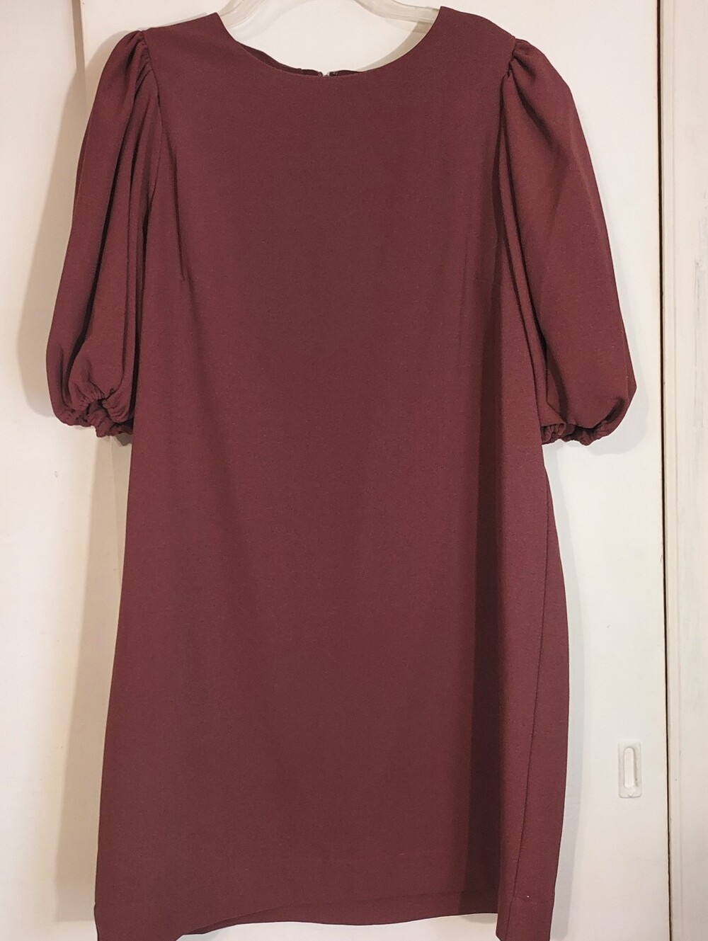 Preston & York Burgundy Puff Sleeve Shift Dress Size 14